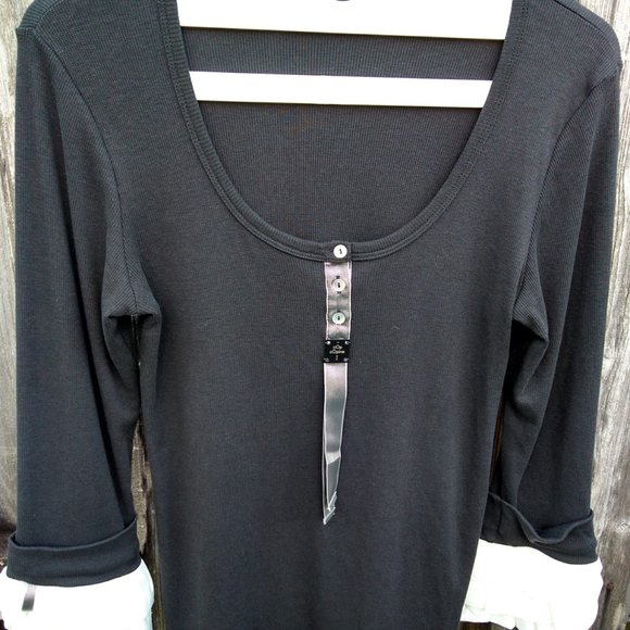 Cop Copine brown ribbed knit L/S top 3 tier ruffle - Picture 2 of 13